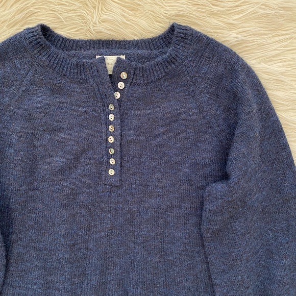 Sezane Blue Mohair Wool Blend Mother of Pearl Button Placket Sweater Jumper - Picture 2 of 10